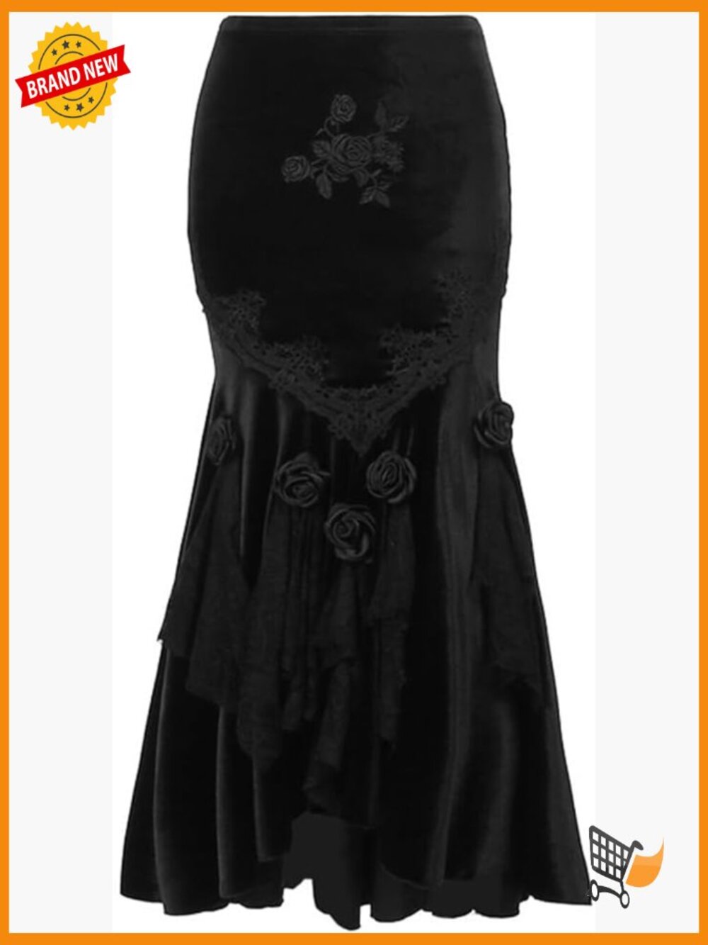 Gothic Pleated High Waist Maxi Skirt Steampunk Velvet Evening Party